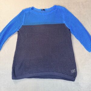 Apt. 9- Women’s Crochet Bright Blue & Navy- Sweater- XL